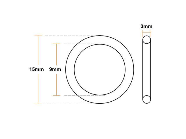 Fluorine Rubber O-Rings 15mm OD 9mm ID 3mm Width, Metric FKM Sealing Gasket, Pack of 5