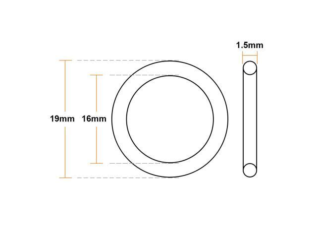 Fluorine Rubber O-Rings 19mm OD 16mm ID 1.5mm Width, Metric FKM Sealing Gasket, Pack of 20