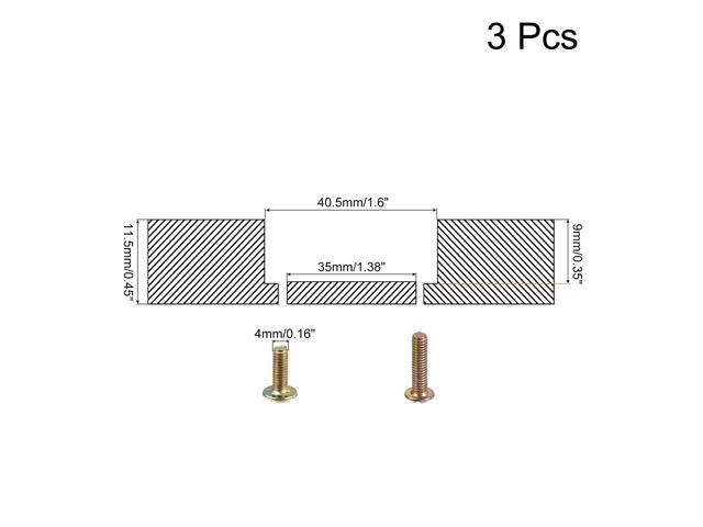 Flush Pull Ring Handle 40.5x11mm, 3pcs Plane Drawer Door Pull, Bronze Tone