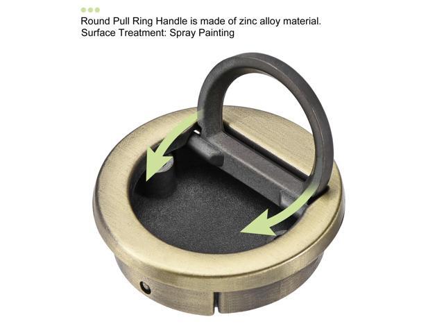 Flush Pull Ring Handle 40.5x11mm, 3pcs Plane Drawer Door Pull, Bronze Tone