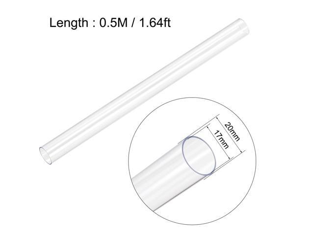 PC Rigid Round Clear Tubing, 17mm (0.67 Inch) ID x 20mm (0.79 Inch) OD, 0.5M/1.64Ft Length Plastic Tube 2pcs