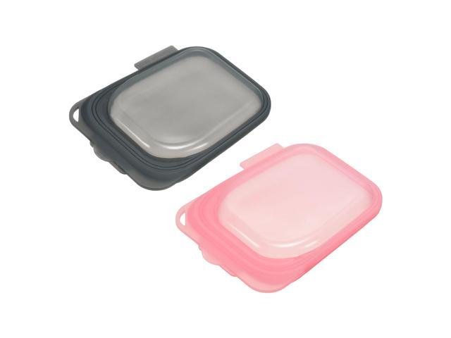 Reusable Silicone Food Storage Bags 2Pcs, Silicone Food Bags Freezer Bags Refrigerator Fresh Bags for Food Meat Fruit Veggies-Pink+Grey(Small) photo