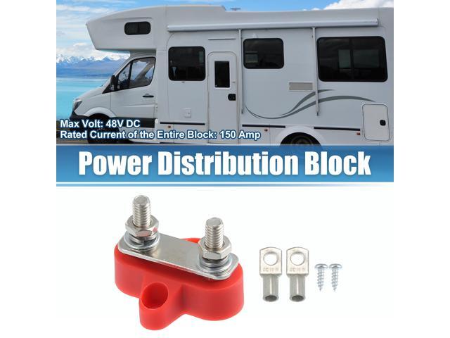 1 Set Bus Bar M6x1.0 Terminal Block Power Dual Stud Battery Junction Post DC 48V 150A Power Stud Positive Negative for Truck RV Boat Red
