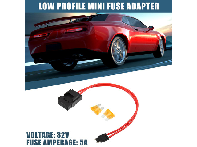 32V Low Profile Mini Fuse Adapter Tap Fuse Kit with 2pcs 5A Blade Style Fuse for Cars Boats