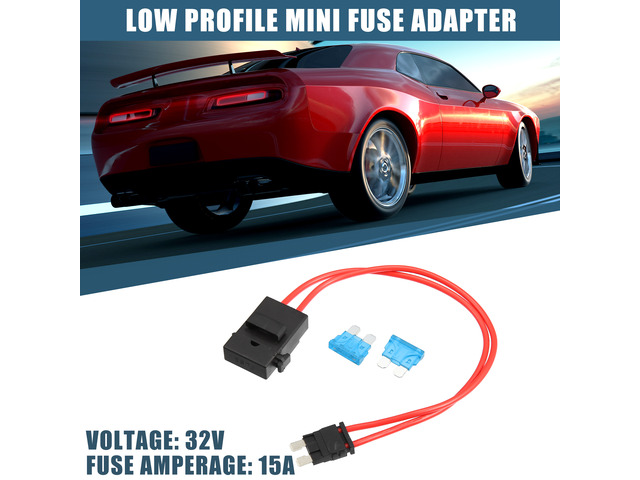32V Standard Fuse Adapter Tap Fuse Kit with 2pcs 15A Blade Style Fuse for Cars Boats