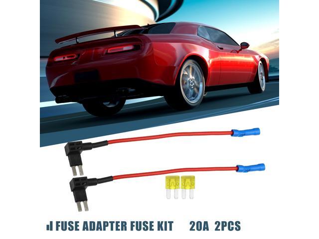 12V Standard Fuse Adapter Tap Fuse Kit with 2pcs 20A Blade Style Fuse Metal for Cars Boats