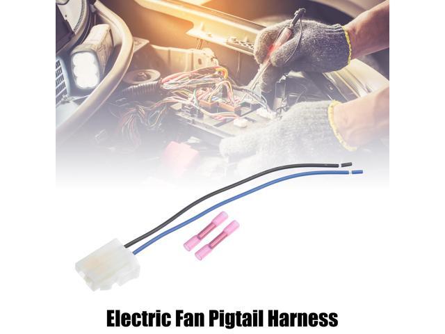 Electric Fan Pigtail Harness, Fan Cooling Connector Pigtail Wiring, Plastic, Black, 1 Set