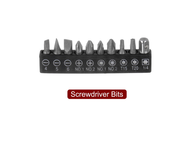 11 in 1 Screwdriver Bit Set 1/4' Hex Shank Torx Slotted Phillips Pozi Bit Set with 6 Point Mini Ratchet Wrench