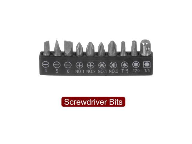 10 in 1 Screwdriver Bit Set 1/4' Hex Shank Torx Square Slotted Phillips Pozi Bit
