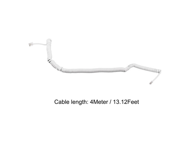 Telephone Handset Cord, 4P4C 13.12 Feet Coiled Landline Phone Handset Cable for Home or Office White