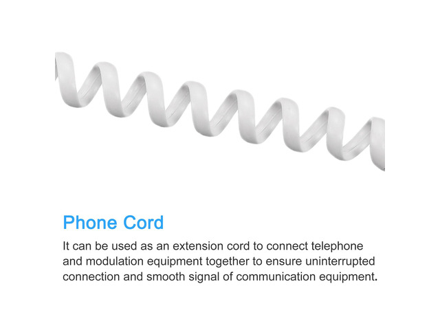 Telephone Handset Cord, 4P4C 13.12 Feet Coiled Landline Phone Handset Cable for Home or Office White