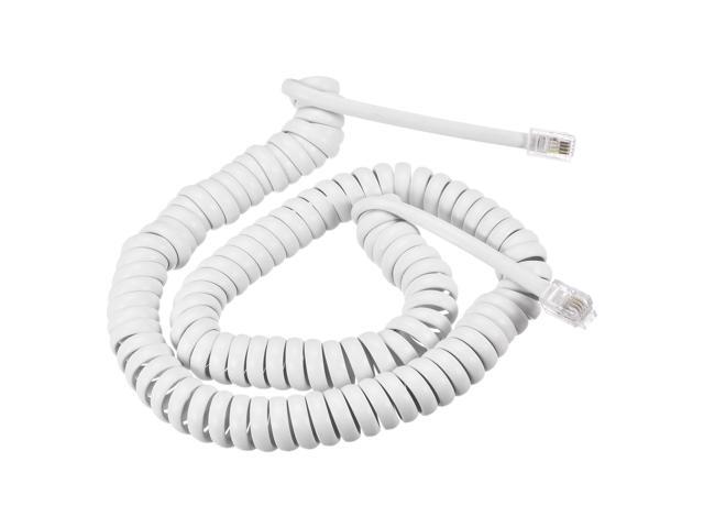 Telephone Handset Cord, 4P4C 13.12 Feet Coiled Landline Phone Handset Cable for Home or Office White 2 Pack