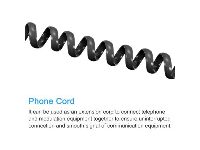 Telephone Handset Cord, 4P4C 6.56 Feet Coiled Landline Phone Handset Cable for Home or Office Black 2 Pack