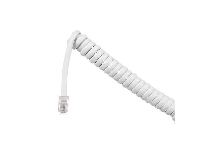 Telephone Handset Cord, 4P4C 22.97 Feet Coiled Landline Phone Handset Cable for Home or Office White
