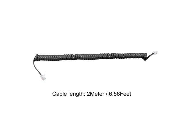 Telephone Handset Cord, 4P4C 6.56 Feet Coiled Landline Phone Handset Cable for Home or Office Black 2 Pack