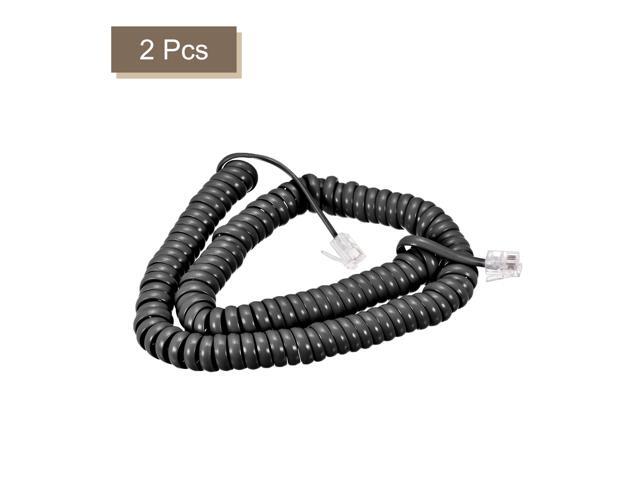 Telephone Handset Cord, 4P4C 13.12 Feet Coiled Landline Phone Handset Cable for Home or Office Black 2 Pack