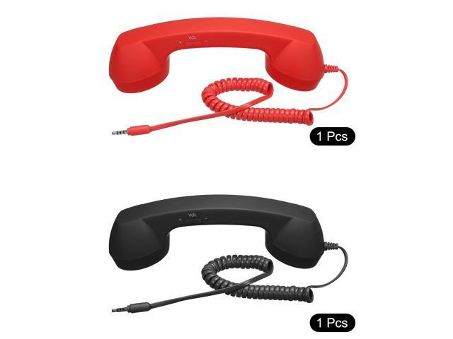 2 Pack 3.5mm Retro Telephone Handset Telephone Receiver MIC Microphone Speaker Anti Receivers for Microphone Speaker Black, Red