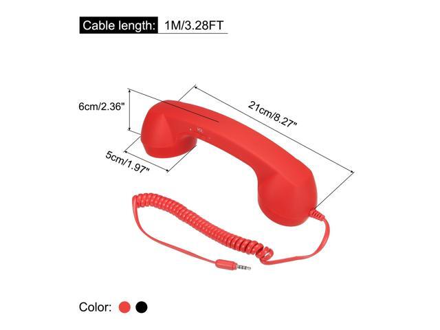 2 Pack 3.5mm Retro Telephone Handset Telephone Receiver MIC Microphone Speaker Anti Receivers for Microphone Speaker Black, Red