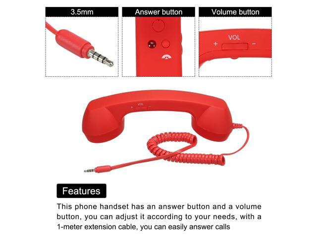 2 Pack 3.5mm Retro Telephone Handset Telephone Receiver MIC Microphone Speaker Anti Receivers for Microphone Speaker Black, Red