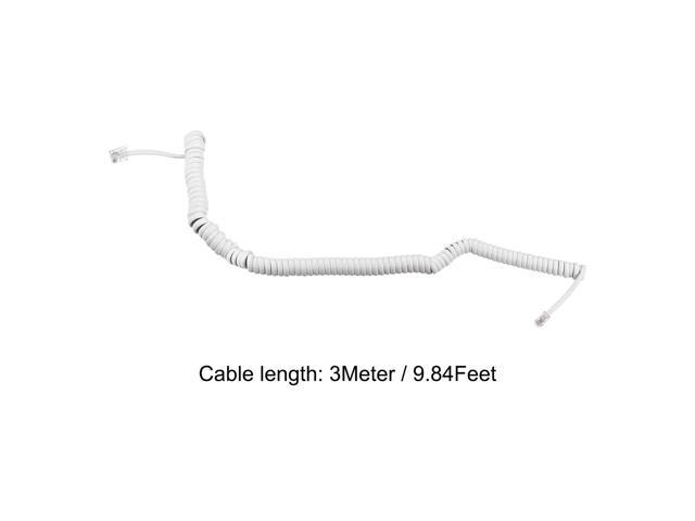 Telephone Handset Cord, 4P4C 9.84 Feet Coiled Landline Phone Handset Cable for Home or Office White 2 Pack