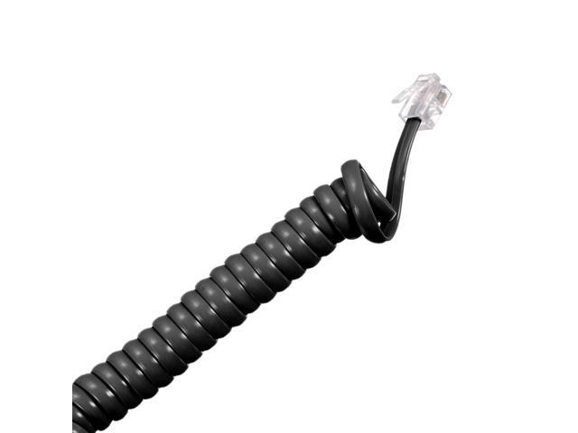 Telephone Handset Cord, 4P4C 16.4 Feet Coiled Landline Phone Handset Cable for Home or Office Black