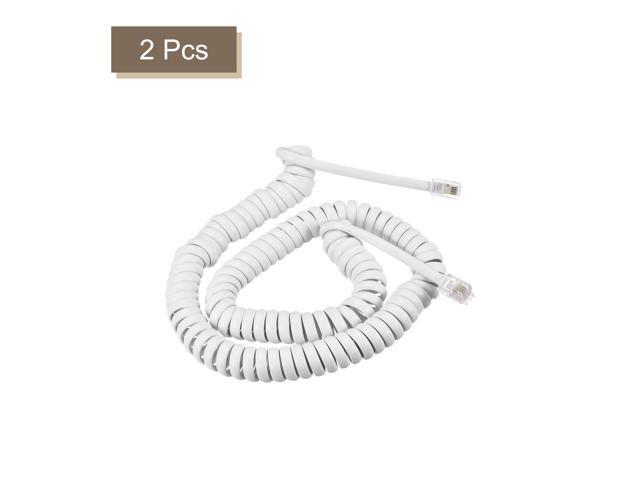 Telephone Handset Cord, 4P4C 22.97 Feet Coiled Landline Phone Handset Cable for Home or Office White 2 Pack