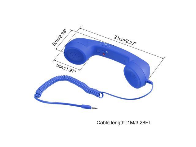 3.5mm Retro Telephone Handset Telephone Receiver for Microphone Speaker Blue