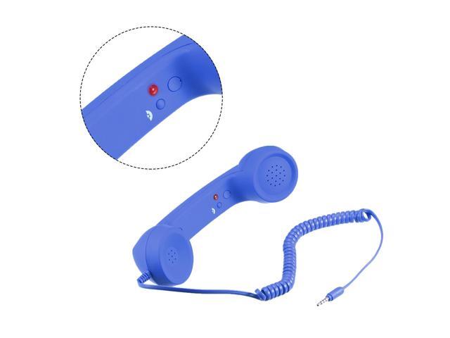 3.5mm Retro Telephone Handset Telephone Receiver for Microphone Speaker Blue