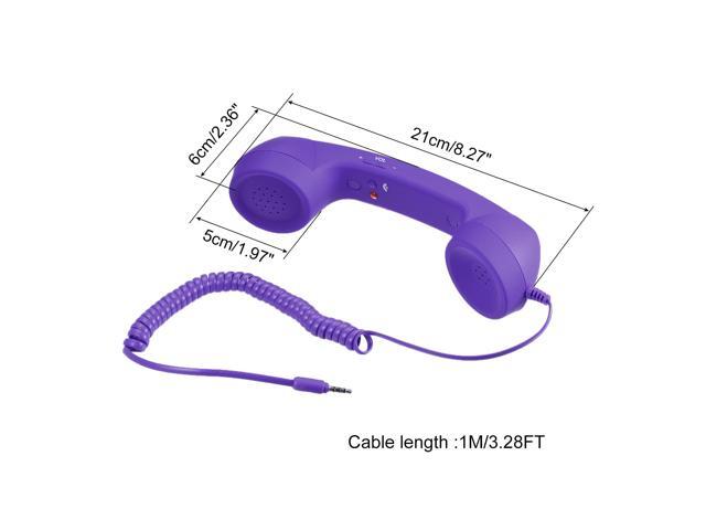 3.5mm Retro Telephone Handset Telephone Receiver for Microphone Speaker Purple