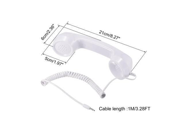 3.5mm Retro Telephone Handset Telephone Receiver for Microphone Speaker Smooth White