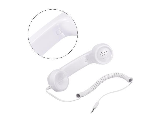 3.5mm Retro Telephone Handset Telephone Receiver for Microphone Speaker Smooth White