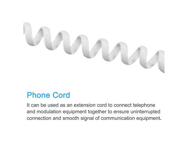 Telephone Handset Cord, 4P4C 22.97 Feet Coiled Landline Phone Handset Cable for Home or Office White 2 Pack