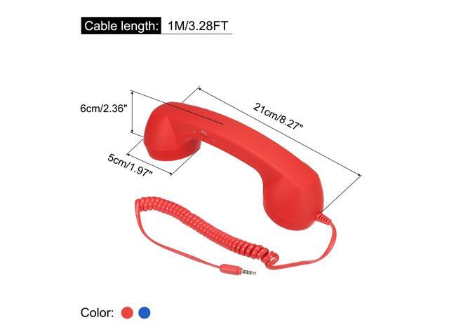 2 Pack 3.5mm Retro Telephone Handset Telephone Receiver MIC Microphone Speaker Anti Receivers for Microphone Speaker Red,Blue