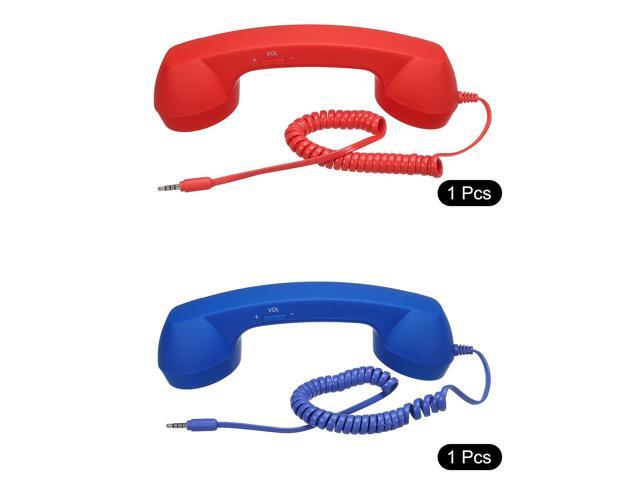2 Pack 3.5mm Retro Telephone Handset Telephone Receiver MIC Microphone Speaker Anti Receivers for Microphone Speaker Red,Blue
