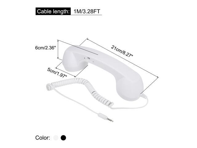 2 Pack 3.5mm Retro Telephone Handset Telephone Receiver MIC Microphone Speaker Anti Receivers for Microphone Speaker Black, White