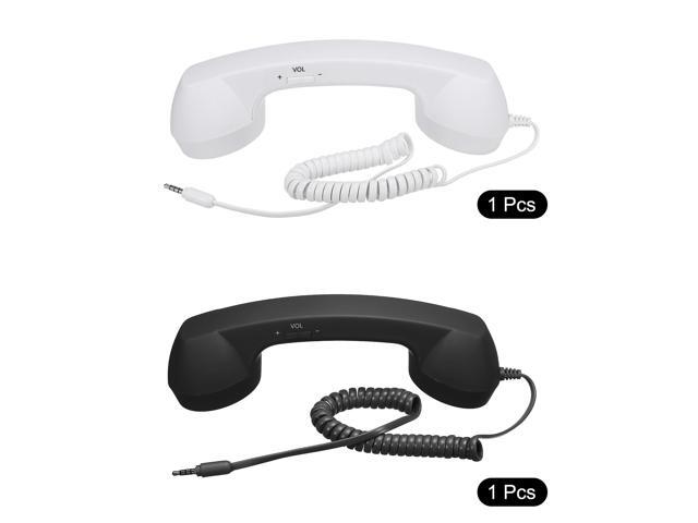 2 Pack 3.5mm Retro Telephone Handset Telephone Receiver MIC Microphone Speaker Anti Receivers for Microphone Speaker Black, White