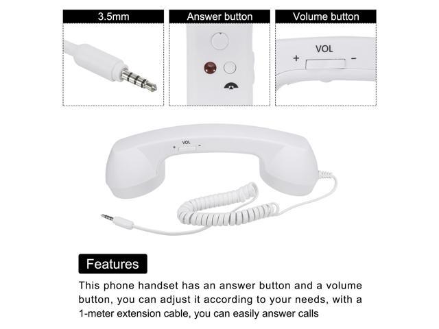 2 Pack 3.5mm Retro Telephone Handset Telephone Receiver MIC Microphone Speaker Anti Receivers for Microphone Speaker Black, White