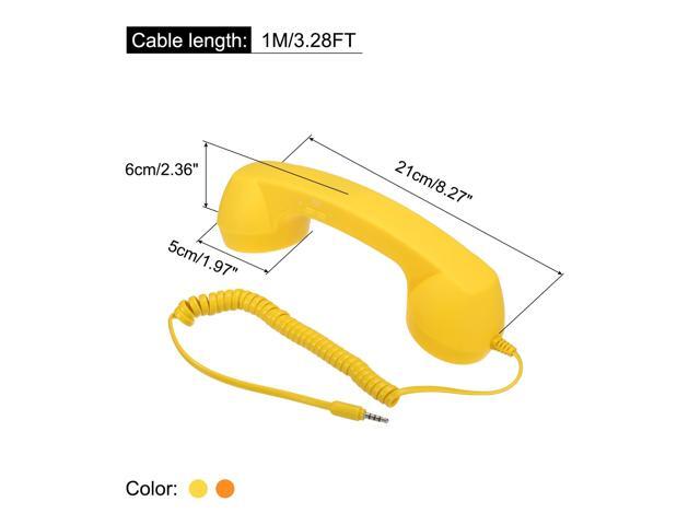 2 Pack 3.5mm Retro Telephone Handset Telephone Receiver MIC Microphone Speaker Anti Receivers for Microphone Speaker Orange,Yellow