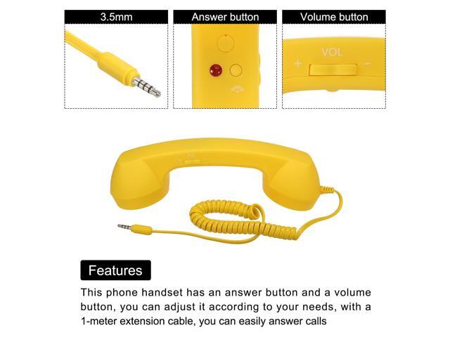 2 Pack 3.5mm Retro Telephone Handset Telephone Receiver MIC Microphone Speaker Anti Receivers for Microphone Speaker Orange,Yellow