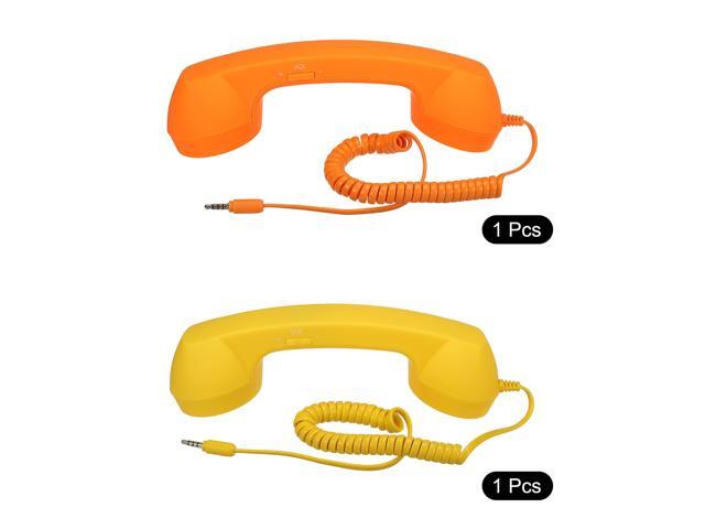 2 Pack 3.5mm Retro Telephone Handset Telephone Receiver MIC Microphone Speaker Anti Receivers for Microphone Speaker Orange,Yellow