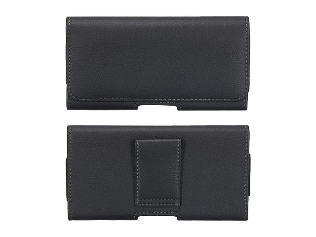 Phone Belt Holder Case for 5.5-6.2' Cell Phones, Horizontal Leather Phone Belt Pouch for Men Women with Clip Loops, Black