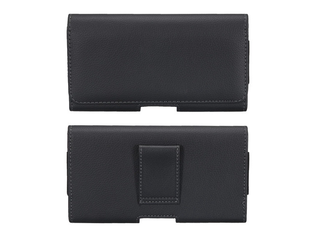 Phone Belt Holder Case for 5.5-6.5' Cell Phones, Horizontal Leather Phone Belt Pouch for Men Women with Clip Loops, Black 6.5'x3.5'x0.6'