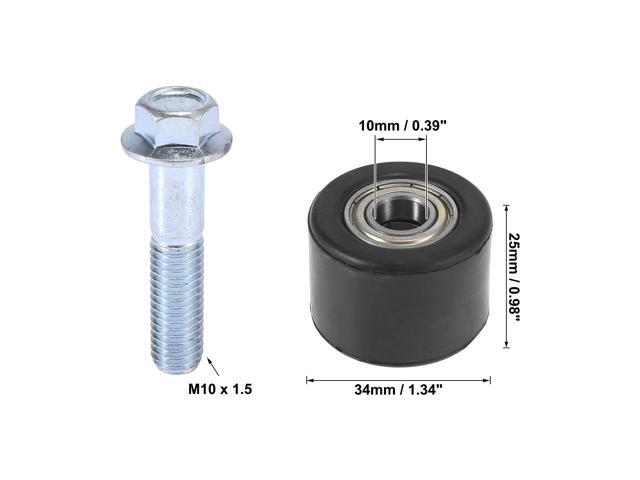 1 Set 10mm Chain Pulley Roller Slider Wheel Guide for Motorcycle Street Bike ATVs Black