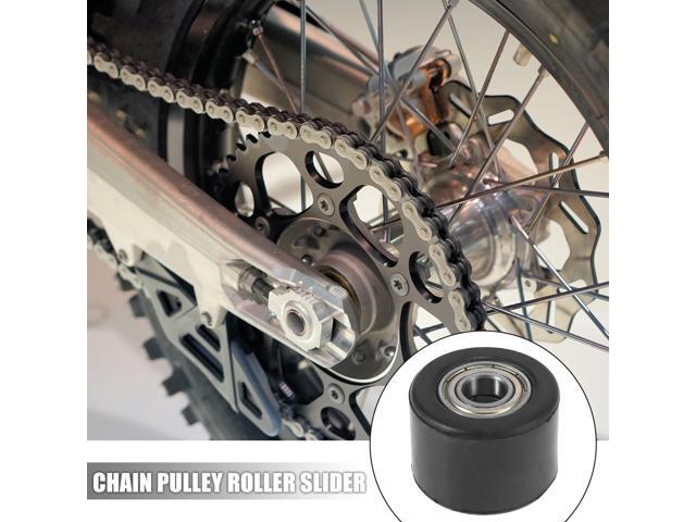 1 Set 10mm Chain Pulley Roller Slider Wheel Guide for Motorcycle Street Bike ATVs Black