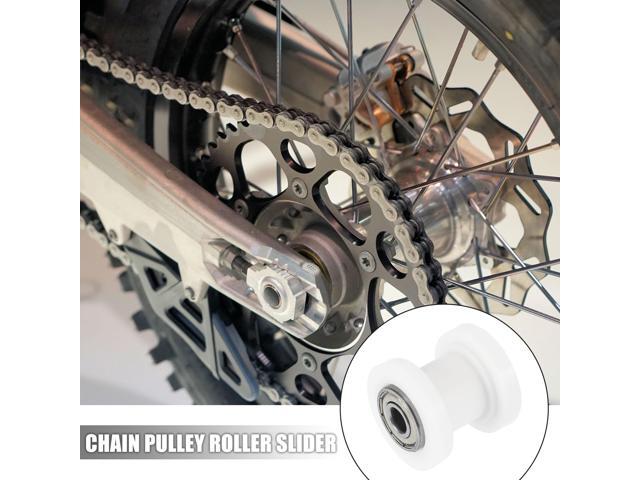 2 Pcs 8mm Chain Tensioner Roller Slider Pulley Wheel Idler for Motorcycles Dirt Pit Bike White