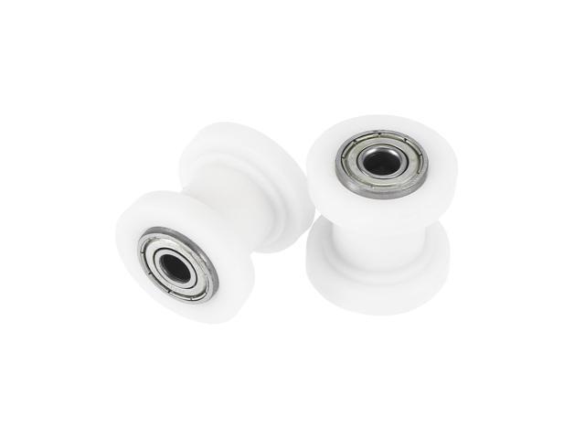 2 Pcs 8mm Chain Tensioner Roller Slider Pulley Wheel Idler for Motorcycles Dirt Pit Bike White
