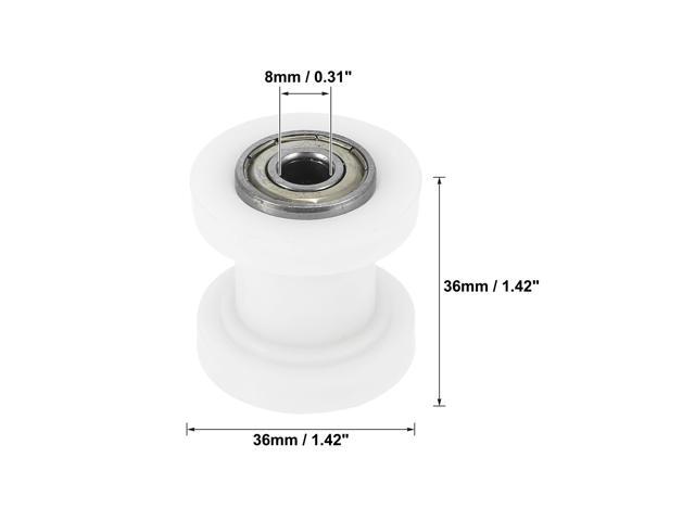 2 Pcs 8mm Chain Tensioner Roller Slider Pulley Wheel Idler for Motorcycles Dirt Pit Bike White