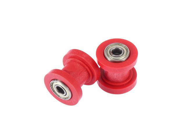 2 Pcs 8mm Chain Tensioner Roller Slider Pulley Wheel Idler for Motorcycles Dirt Pit Bike Red
