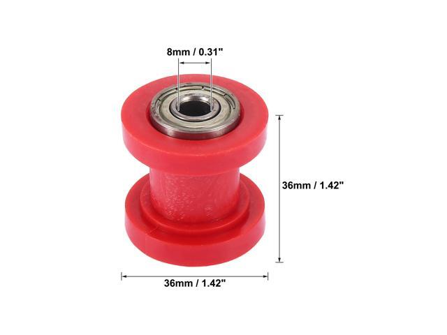 2 Pcs 8mm Chain Tensioner Roller Slider Pulley Wheel Idler for Motorcycles Dirt Pit Bike Red