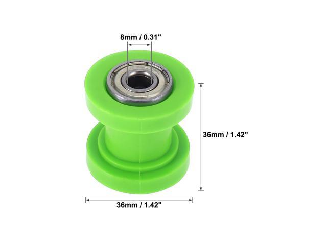 2 Pcs 8mm Chain Tensioner Roller Slider Pulley Wheel Idler for Motorcycles Dirt Pit Bike Green